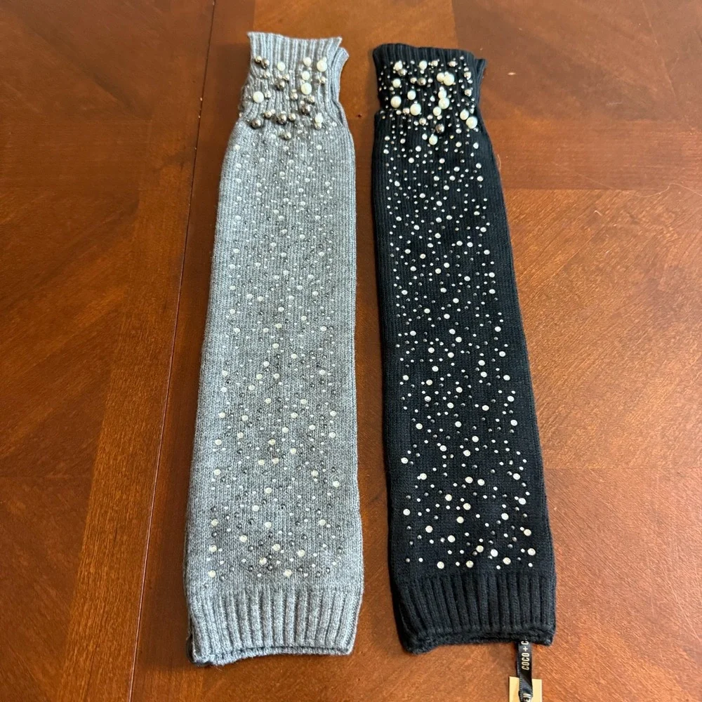 Coco + Carmen Pearl Rhinestone Arm Warmers‎ Fingerless Gloves Knit Y2K Preppy 2